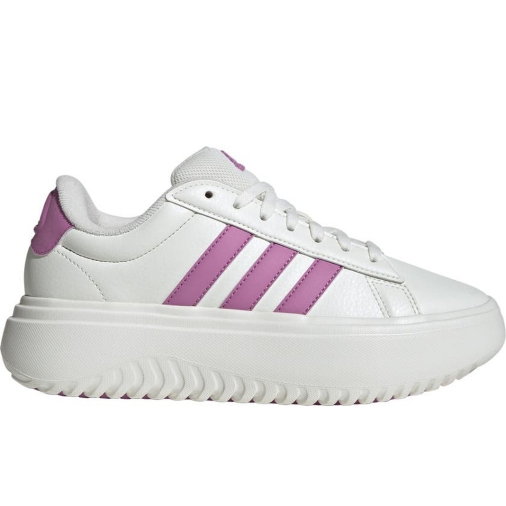 adidas White Platform Sneaker with Pink Stripes - Picture 3 of 8